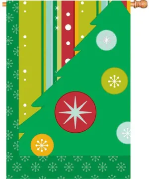 28 in. Christmas House Flag - Retro Christmas