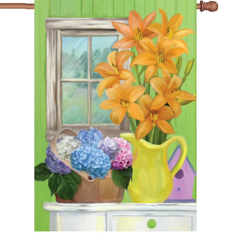 28 in. Springtime Floral House Flag  - Summer Flowers