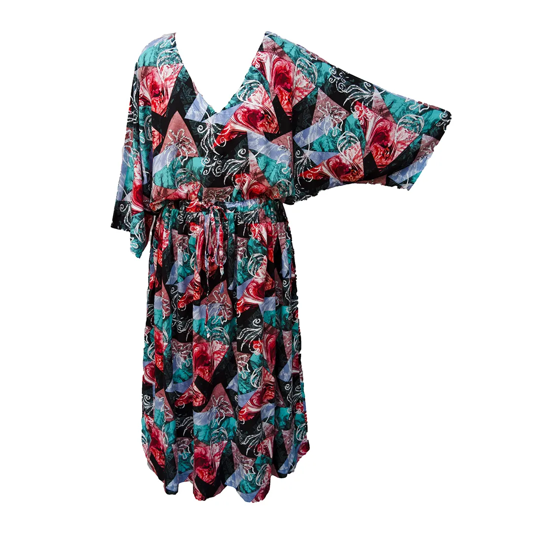 Abstract Dark Viscose Maxi Dress UK Size 18-32 M137