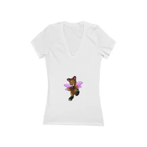 Angebear Women's Jersey Short Sleeve Deep V-Neck Tee