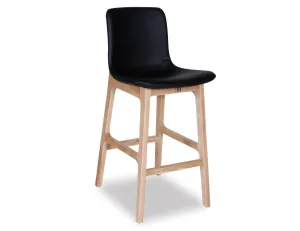 Ara Stool - Natural - Black Pad - Black padded Seat - Natural Ash legs 74cm Seat height