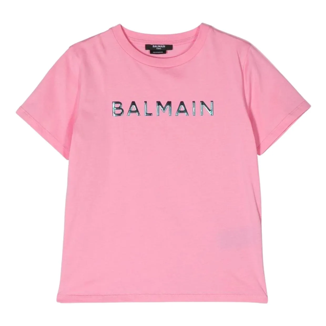 Balmain Kids Iridescent Logo Pink T-Shirt