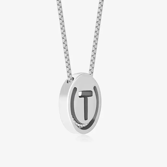 Circular Initial 'T' Necklace