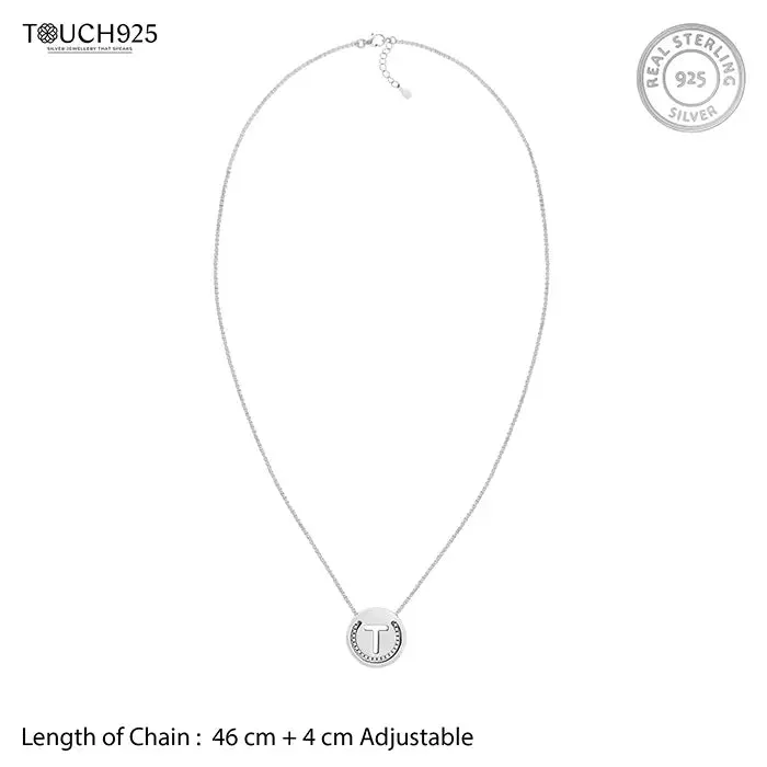 Circular Initial 'T' Necklace