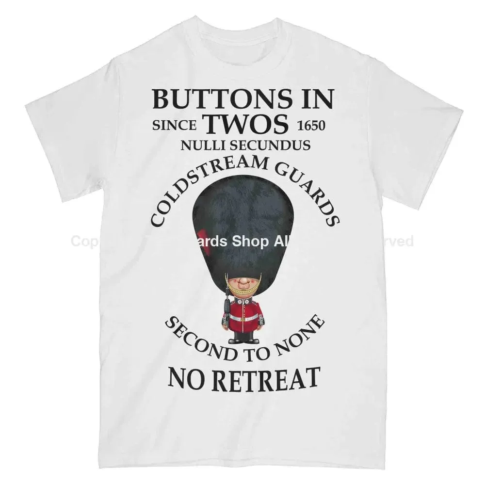 COLDSTREAM GUARDS BUTTONS IN TWO'S Military Printed T-Shirt