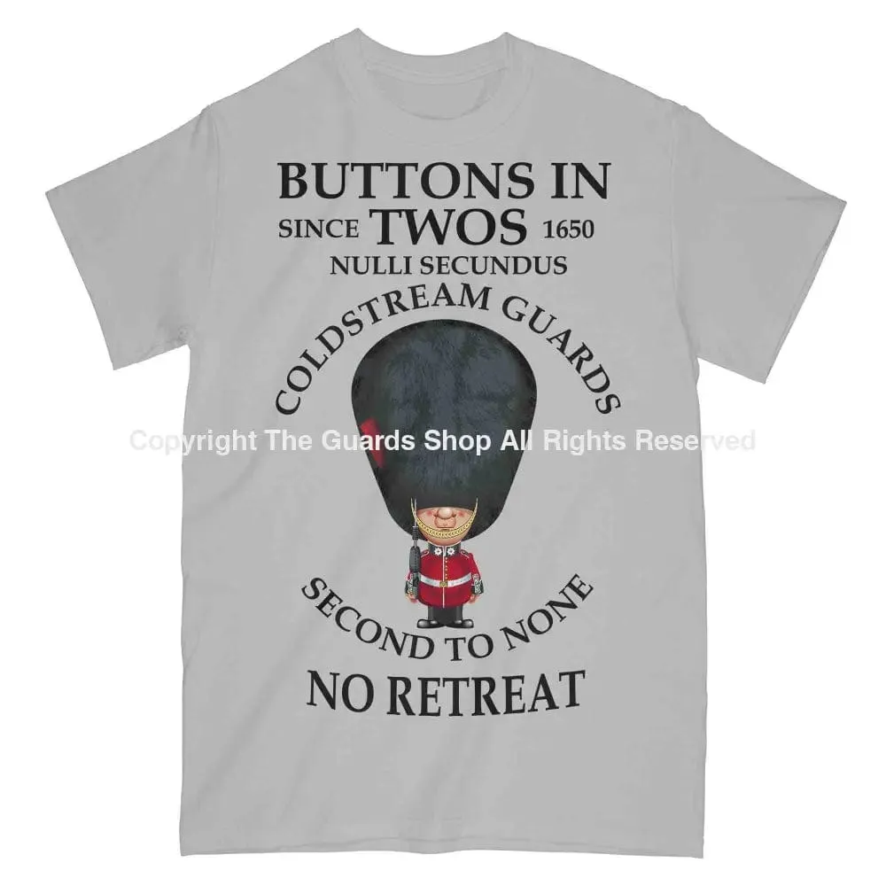 COLDSTREAM GUARDS BUTTONS IN TWO'S Military Printed T-Shirt