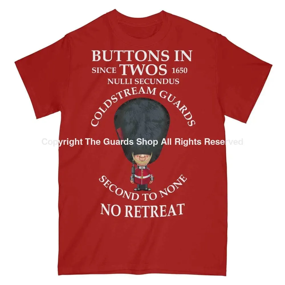 COLDSTREAM GUARDS BUTTONS IN TWO'S Military Printed T-Shirt