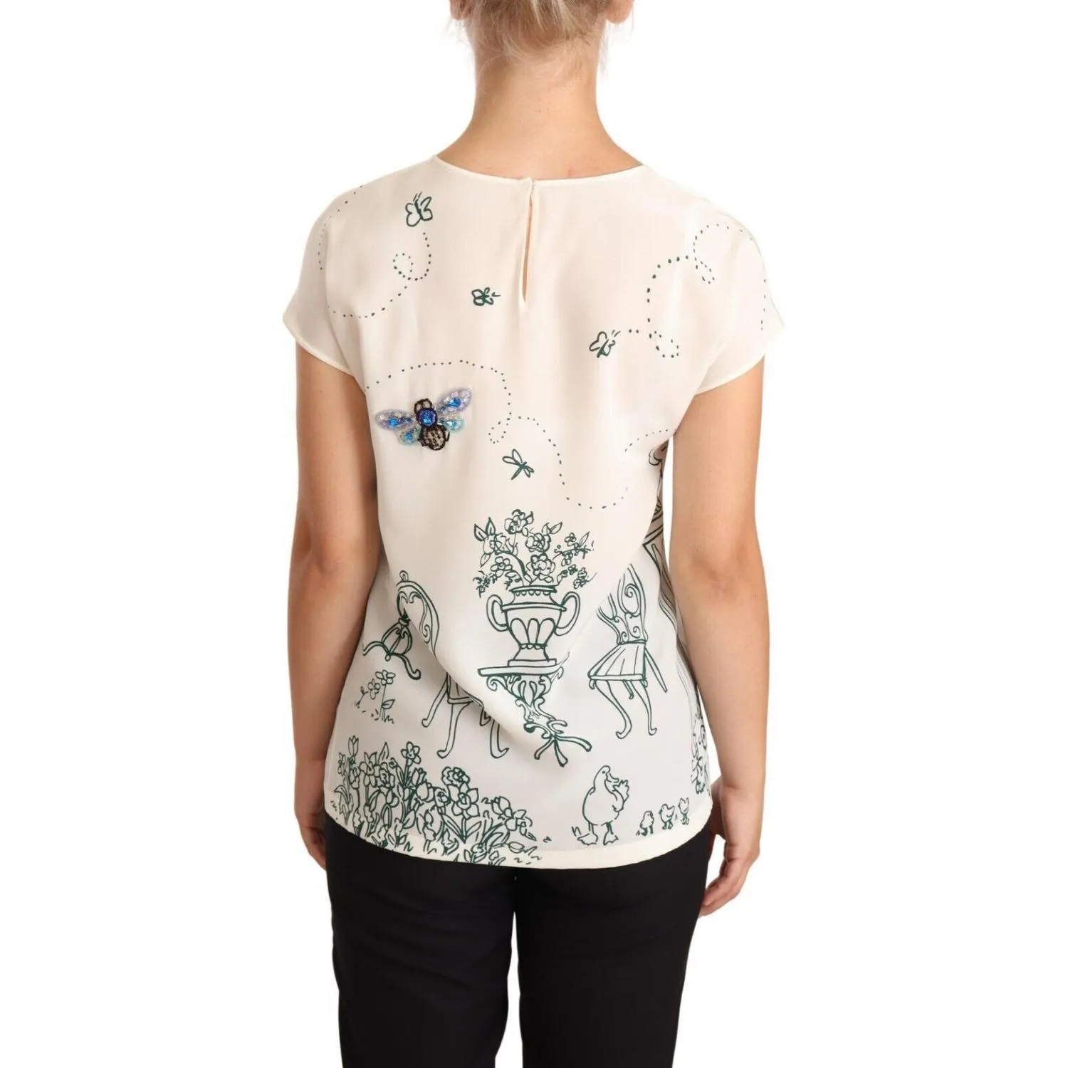 Dolce & Gabbana Elegant Silk Botanical Garden Fountain Tee