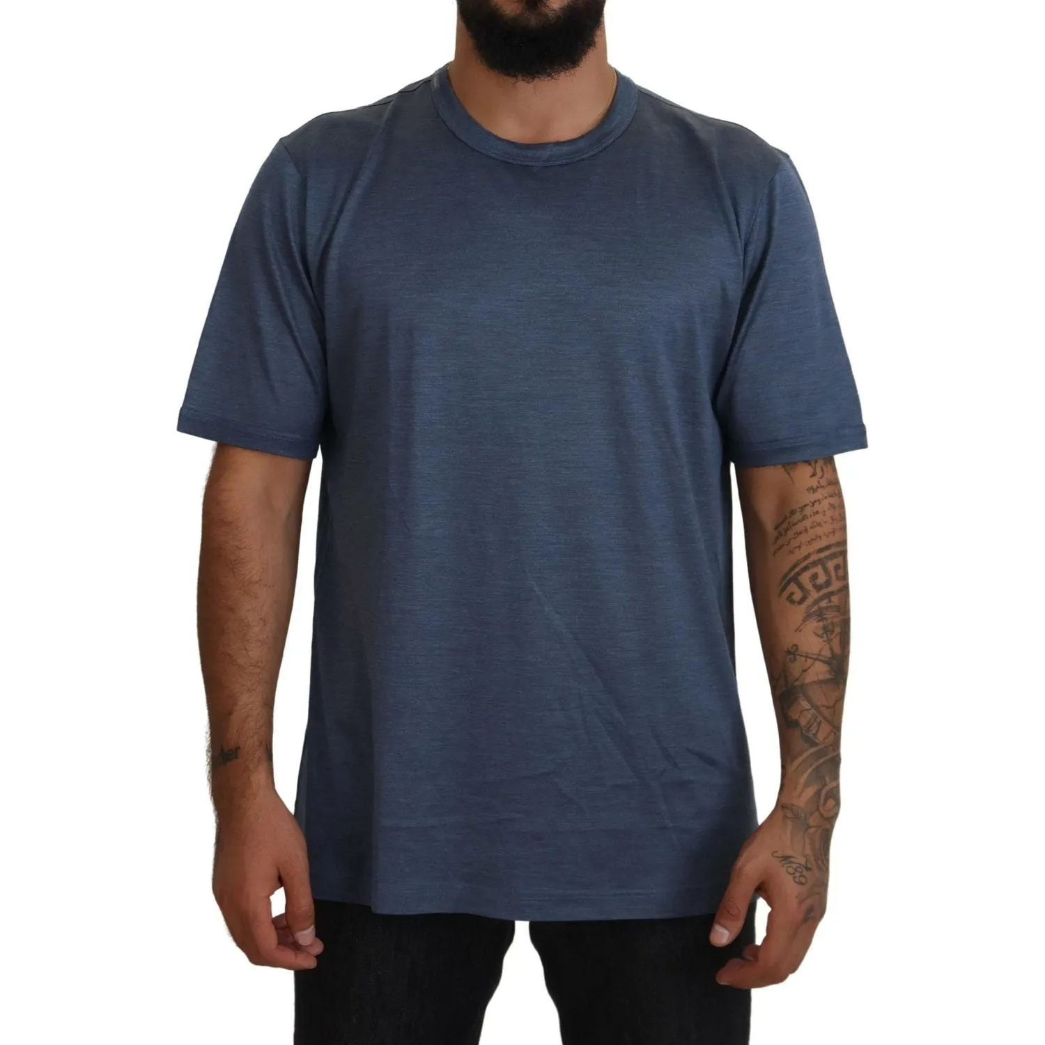 Dolce & Gabbana Silken Blue Crewneck Tee – A Touch of Elegance