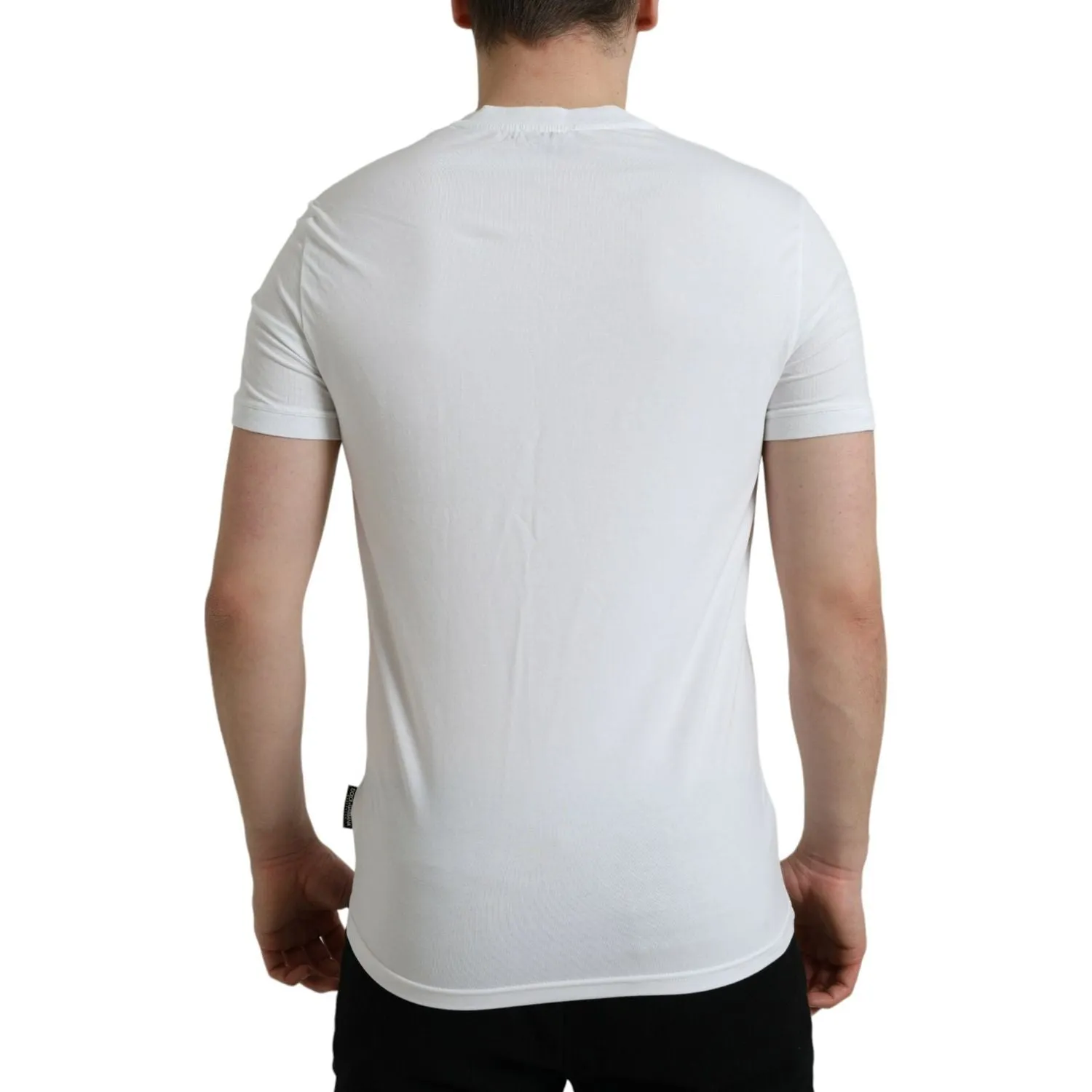 Dolce & Gabbana White Cotton V-neck Short Sleeve Underwear T-shirt