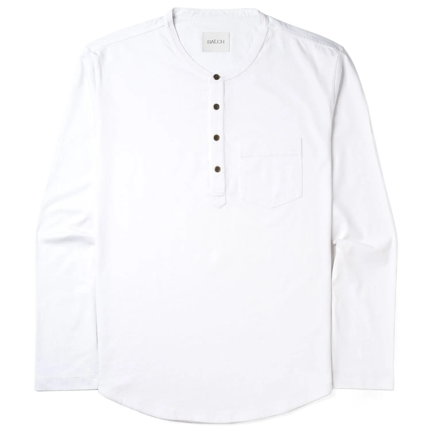 Essential 1 Pocket Henley BB  Shirt –  White Cotton Jersey