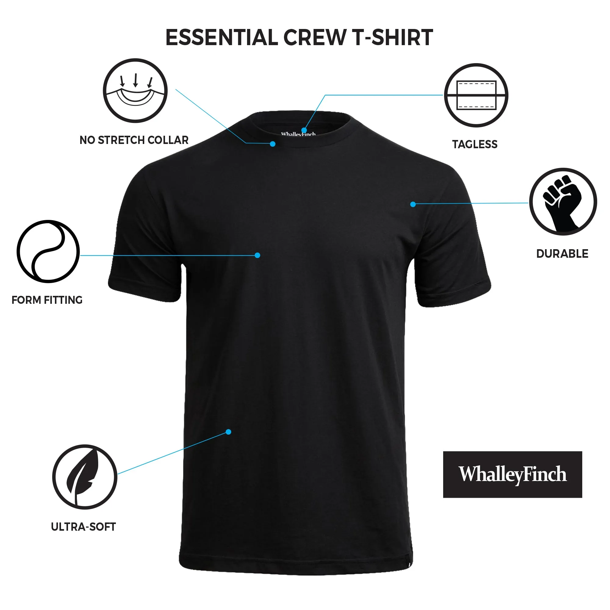 Essential Crew T-shirt Black 3-Pack