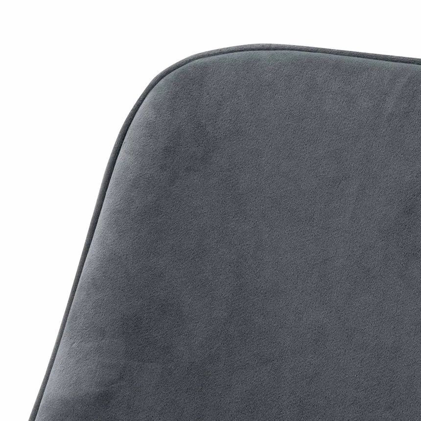 Fabric Dining Chair - Grey Velvet in Black Legs (Set of 2)