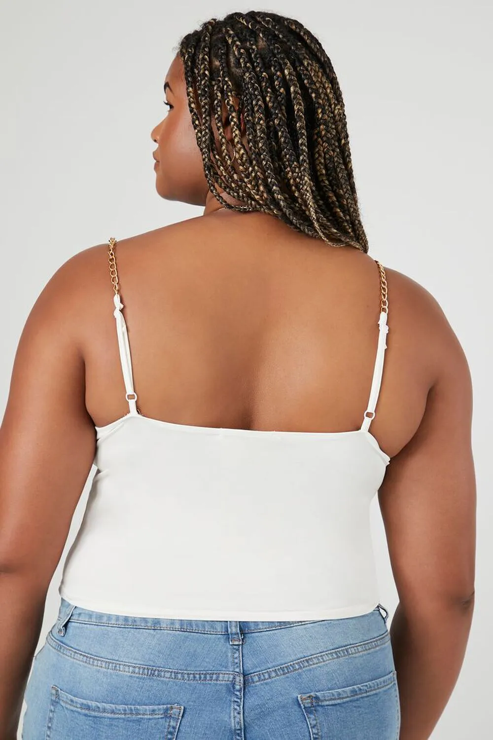 Forever 21 Plus Size Chain Bustier Tank Top, White