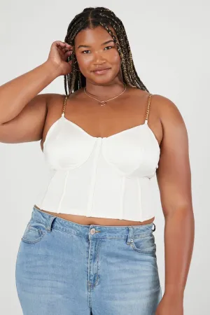 Forever 21 Plus Size Chain Bustier Tank Top, White