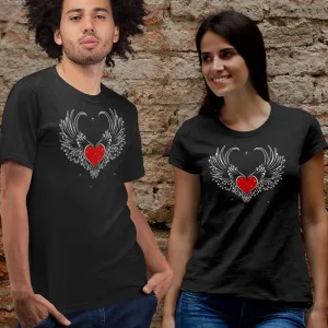 Heart & wings printed unisex t-shirt