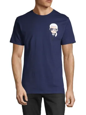 Karl Lagerfeld Paris Graphic Cotton T-Shirt, Navy