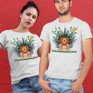 meditating lion tee print design unisex t-shirt