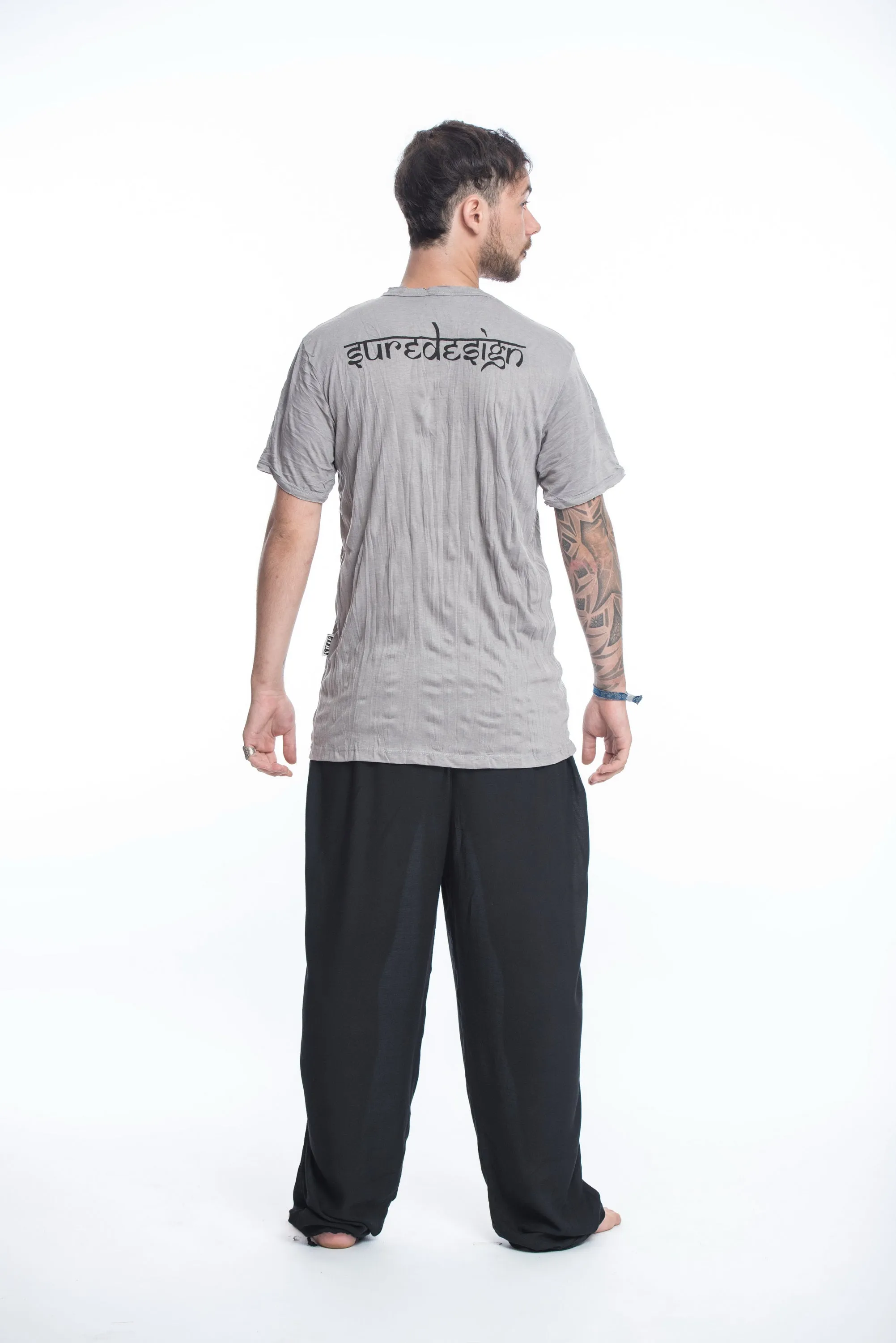 Mens Om Buddha Face T-Shirt in Gray