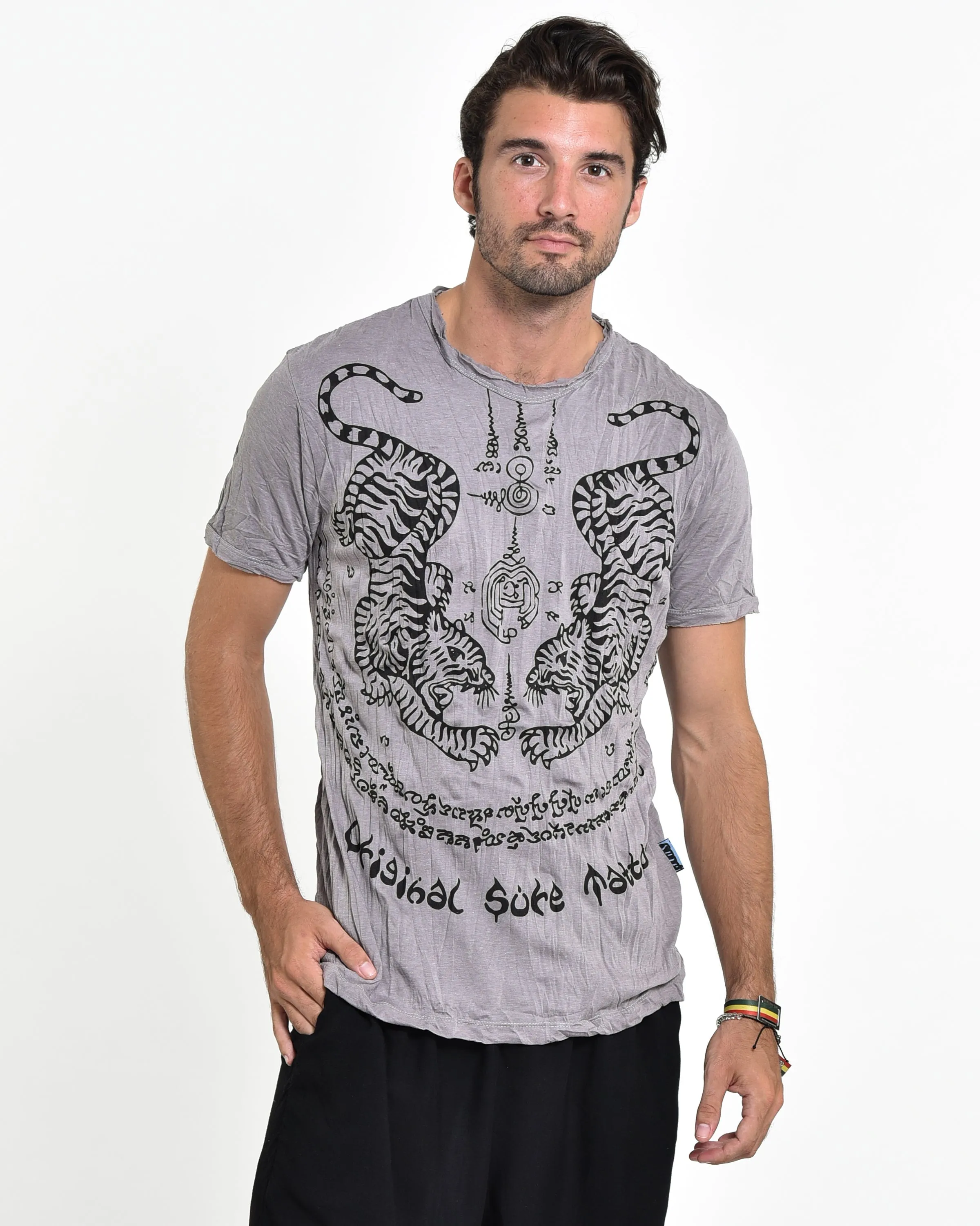 Mens Thai Tattoo T-Shirt in Gray