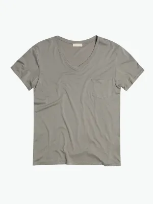 Modal Blend V-neck Pocket T-shirt Grey