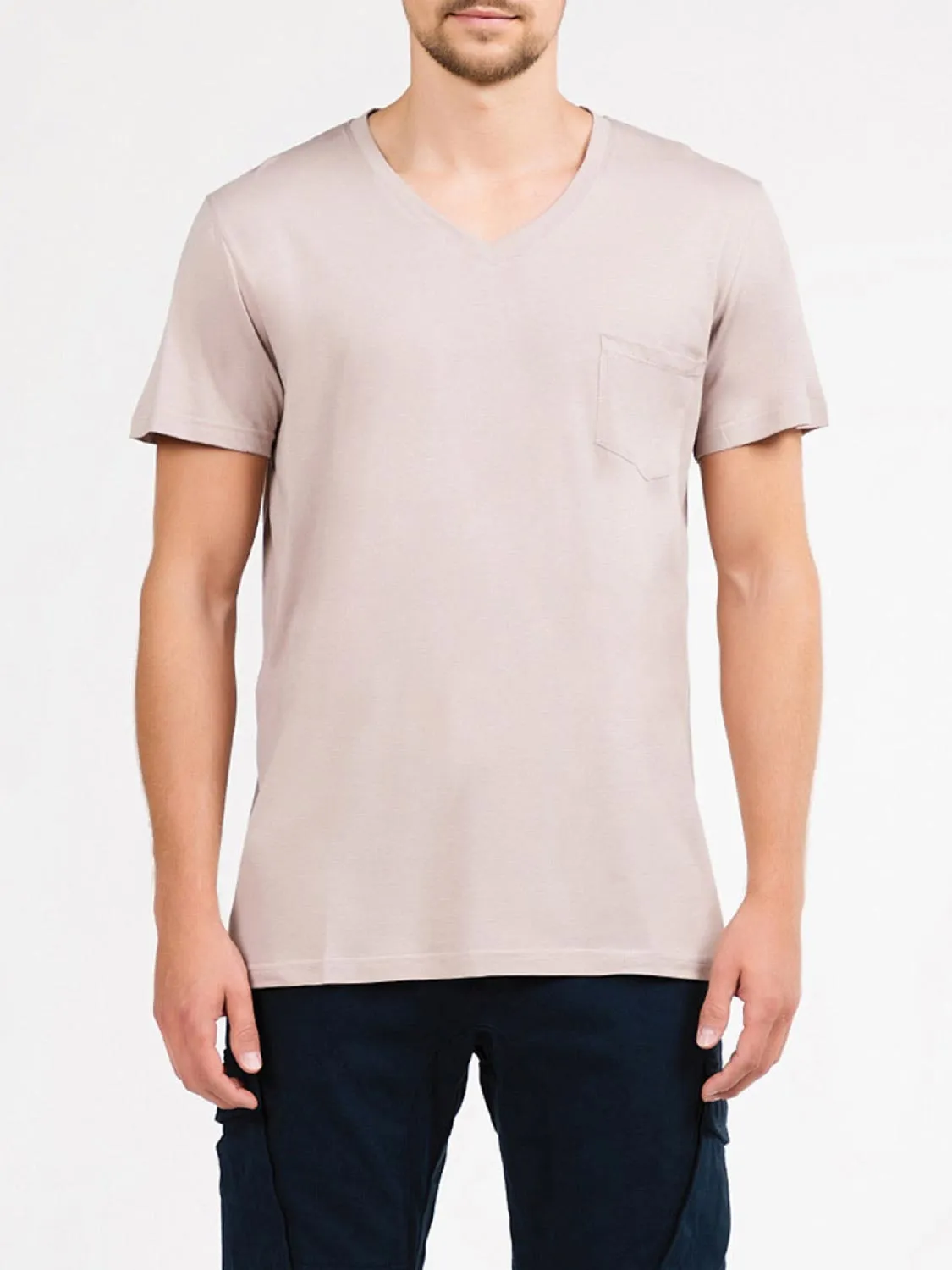 Modal Blend V-neck Pocket T-shirt Polar Orchid