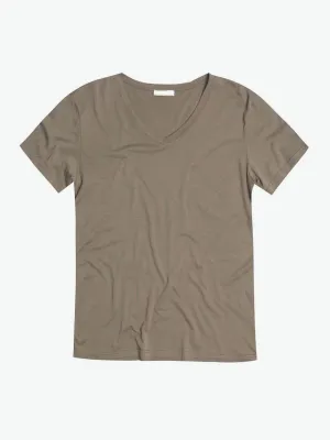 Modal Blend V-neck T-shirt Beige