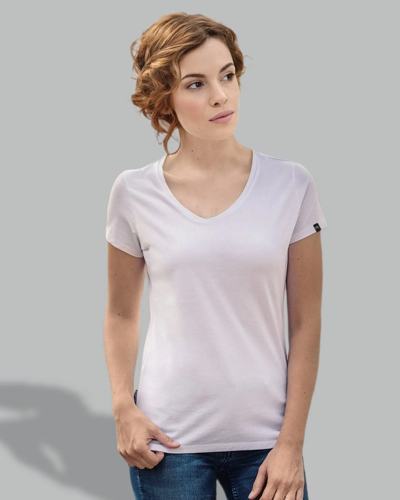 RMH 0202 ― Damen Luxury Bio-Baumwolle V-Neck T-Shirt - Schwarz