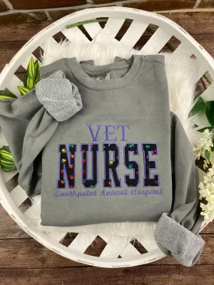 Vet NURSE Embroidered Sweatshirt - Rainbow paw Prints 🐾 , Applique