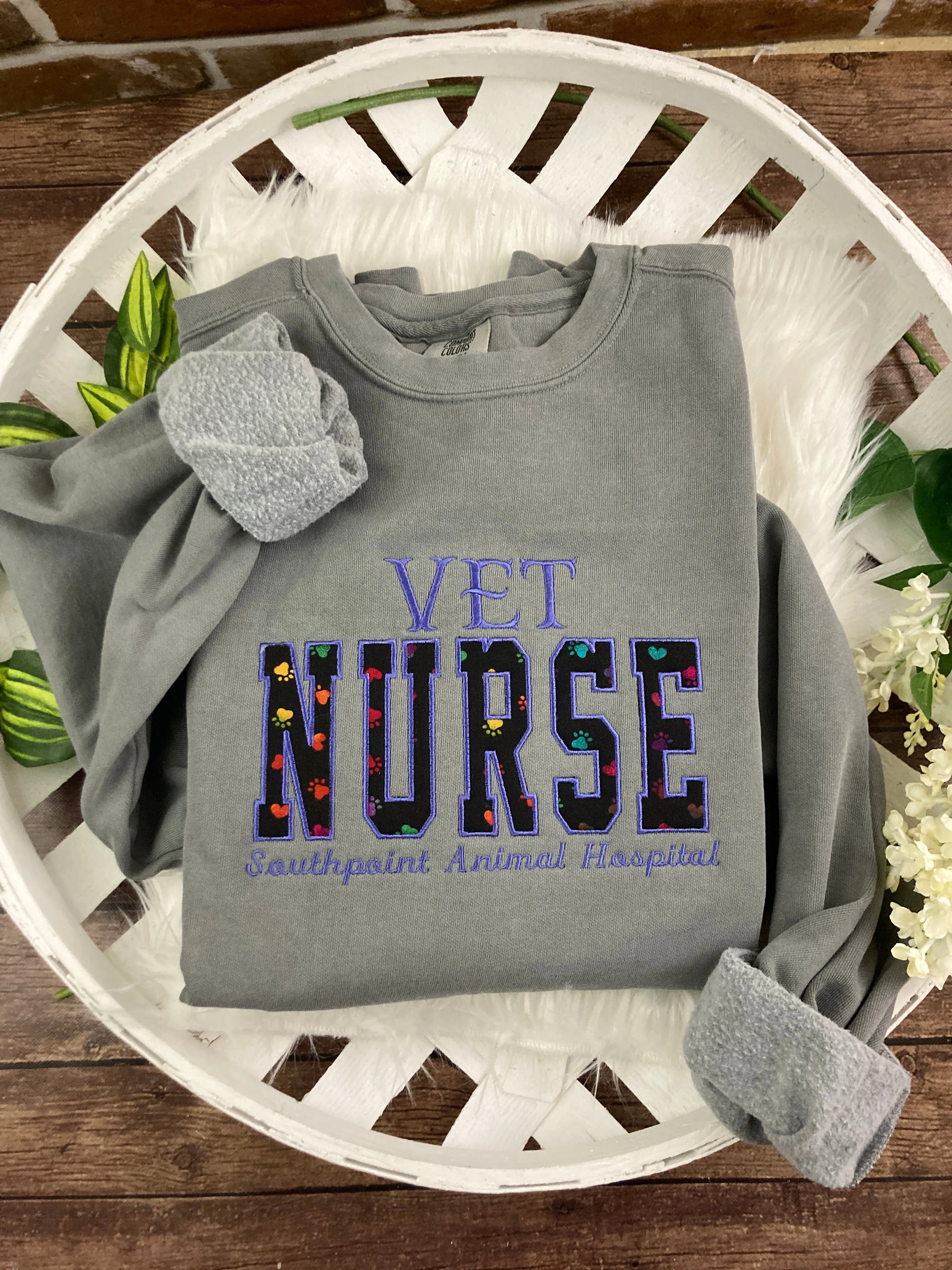 Vet NURSE Embroidered Sweatshirt - Rainbow paw Prints 🐾 , Applique