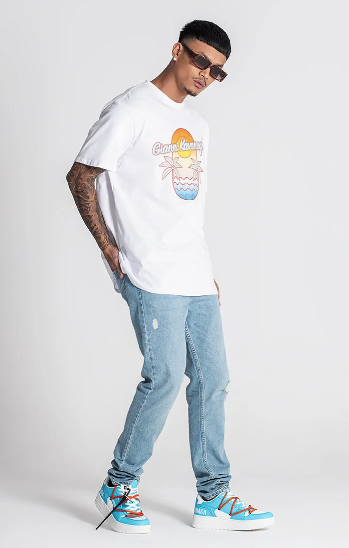 White Tropicana Oversized Tee